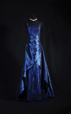 Retro Prom Dresses A Line Navy Blue Spaghetti Strap 80s With Appliqued Lace Satin Vintage Fashion Long Prom Dresses Party Gowns HZ0311