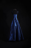 Retro Prom Dresses A Line Navy Blue Spaghetti Strap 80s With Appliqued Lace Satin Vintage Fashion Long Prom Dresses Party Gowns HZ0311