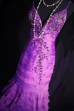 Vintage Prom Dresses 1980s Retro Classy Mermaid Spaghetti Straps Grape Chiffon Inspo Long Prom Gown HZ0311