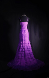 Vintage Prom Dresses 1980s Retro Classy Mermaid Spaghetti Straps Grape Chiffon Inspo Long Prom Gown HZ0311