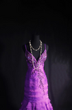 Vintage Prom Dresses 1980s Retro Classy Mermaid Spaghetti Straps Grape Chiffon Inspo Long Prom Gown HZ0311