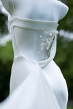 Princess Women's Mermaid Spaghetti Straps With Flowers Backless White Floor Length Wedding Dresses HZ0311