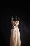 Vintage A Line Strap With Gold Beaded 80s Chiffon Inspiration Long Prom Dresses Evening Party Dress Prom Gowns HZ0311