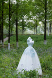 Shinning Ball Gown Strapless Light Sky Blue Tulle Long Prom Dresses Impress 19th Birthday Outfits Prom Gown HZ0311