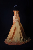 Retro Prom Dresses Mermaid Strapless 50s 60s Beaded Orange Taffeta Vintage Long Prom Dresses Party Gowns HZ0311