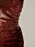Sparkly Mermaid Sweetheart Burgundy Sequins Sleeveless Prom Dresses Long Prom Gowns HZ0311