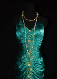 Retro Prom Dresses Mermaid Halter Green With Gold Beaded 70s Pleated Vintage Fashion Long Prom Dresses Party Gowns HZ0311