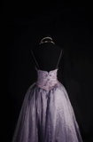 Retro Prom Dresses Ball Gown Spaghetti Strap 80s With Beaded Slit Lilac Sequins Vintage Fashion Long Prom Dresses Party Gowns HZ0311