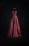 Vintage Ball Gown Strapless Burgundy 80s Taffeta Inspiration Long Prom Dresses Evening Party Dress Prom Gowns HZ0311