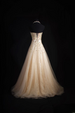 Vintage Prom Dresses 1980s Retro Classy A line Sweethart Tulle Champagne Beaded Inspo Long Prom Gown HZ0311
