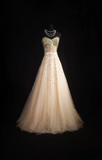 Vintage Prom Dresses 1980s Retro Classy A line Sweethart Tulle Champagne Beaded Inspo Long Prom Gown HZ0311