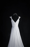 Retro A Line Sweetheart 1960s White Chiffon Fitted Bride Gown Long Lace Wedding Dresses HZ0311