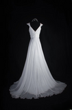 Retro A Line Sweetheart 1960s White Chiffon Fitted Bride Gown Long Lace Wedding Dresses HZ0311