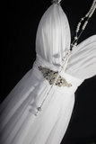 Retro A Line Sweetheart 1960s White Chiffon Fitted Bride Gown Long Lace Wedding Dresses HZ0311