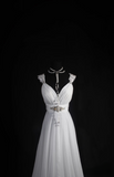 Retro A Line Sweetheart 1960s White Chiffon Fitted Bride Gown Long Lace Wedding Dresses HZ0311