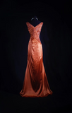 Vintage Prom Dresses 1950s Retro Classy V Neck Rust Red Long Prom Dress Inspiration Prom Dresses HZ0311