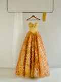 Beautiful Ball Gown Sweetheart Gold Long Prom Dresses Pleated Prom Gowns HZ0311