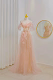 Classy A line Off The Shoulder Blush Pink Floor Length Prom Dresses Formal Dress Birthday Outfits Prom Gown HZ0311