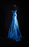 Vintage Prom Dresses 90s Formal Mermaid Halter Navy Blue Satin Prom Dress Inspiration Long Prom Dresses HZ0311