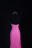 Vintage Prom Dresses 90s Ball Mermaid Strapless Hot Pink Long Prom Dress Inspiration Prom Dresses HZ0311