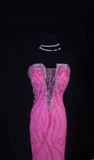 Vintage Prom Dresses 90s Ball Mermaid Strapless Hot Pink Long Prom Dress Inspiration Prom Dresses HZ0311