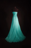 Vintage Prom Dresses 1950s Formal Retro Classy A Line Sweetheart Blue Chiffon Beaded Prom Dress Inspiration Long Prom Party Gown HZ0311