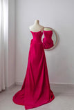 Classy Mermaid Strapless Hot Pink Satin Floor Length Prom Dresses Formal Dress Birthday Outfits Prom Gown HZ0311