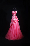 Vintage Prom Dresses 1950s Formal Retro Classy A Line Sweetheart Pink Tulle Evening Dress Inspiration Long Prom Party Gown HZ0311