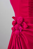 Classy Mermaid Strapless Hot Pink Satin Floor Length Prom Dresses Formal Dress Birthday Outfits Prom Gown HZ0311