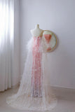 Classy Mermaid Strapless Pink Sequin Floor Length Slit Prom Dresses Formal Dress Birthday Outfits Prom Gown HZ0311