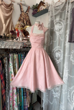 Chic Ball Gown Halter Blush Pink Short 19th Birthday Dress Homecoming Dresses Cocktail Gown HZ0311