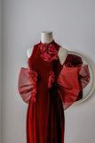 Classy Mermaid High Neck Burgundy Velvet Prom Dresses Formal Dress Birthday Outfits Prom Gown HZ0311