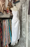 Vintage Prom Dresses 1950s Formal Retro Classy A line Irregular White Chiffon Evening Dress Long Prom Party Gown HZ0311