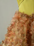 Beautiful Ball Gown Sweetheart Gold Long Prom Dresses Pleated Prom Gowns HZ0311