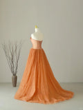 Charming Ball Gown Strapless Tulle Sleeveless Prom Dresses Long Prom Gowns HZ0311