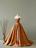 Beautiful Ball Gown Sweetheart Velvet Long Prom Dresses Appliques Prom Gowns HZ0311