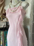 Vintage Prom Dresses 1950s Formal Retro Classy Sheath Spaghetti Straps Chiffon Pink Evening Dress Prom Party Gown HZ0311