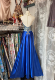 Vintage Prom Dresses 1950s Retro Classy Mermaid Halter Royal Blue Long Party Dress With Beads Evening Dresses HZ0311