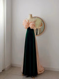 Classy A Line Spaghetti Straps Dark Green Velvet Prom Dresses Formal Dress Birthday Outfits Prom Gown HZ0311
