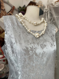 Vintage Prom Dresses 2000s A line Square Neck Silver Lace Prom Dress Inspiration Long Prom Dresses HZ0311