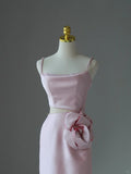 Modest Prom Dresses Mermaid Spaghetti Strap Sleeveless Pink Prom Dress Inspiration Long Prom Dresses HZ0311