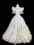 Vintage Ball Gown Sweetheart Multi Layers White Fitted Corset Long Wedding Dress Bride Gowns Wedding Dresses With Sleeves HZ0311