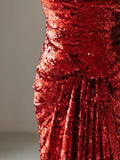 Glitter Mermaid Sweetheart Burgundy 2026 Sequins For Women Party Dresses Long Formal Prom Dress 21st Birthday Outfits HZ0311