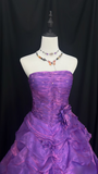 Vintage Strapless Ball Gown Grape Organza Long Quinceanera Dress Strapless Sweet 15 16 Dress HZ0311