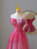 Charming Ball Gown Sweetheart Sleeveless White And Pink Satin Long Prom Dresses Formal Party Dress Prom Gown HZ0311