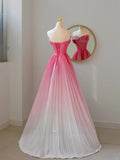 Charming Ball Gown Sweetheart Sleeveless White And Pink Satin Long Prom Dresses Formal Party Dress Prom Gown HZ0311