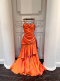 Modest Prom Dresses Mermaid Spaghetti Strap Sleeveless Satin Prom Dress Inspiration Long Prom Dresses HZ0311