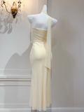 Vintage Prom Dresses Mermaid Spaghetti Strap Sleeveless Yellow Prom Dress Inspiration Long Prom Dresses HZ0311