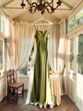 Elegant A Line Spaghetti Straps Olive Green Long Prom Dresses Party Gowns HZ0311