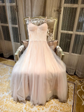 Modest a line spaghetti straps pink prom dress formal party dresses HZ0311